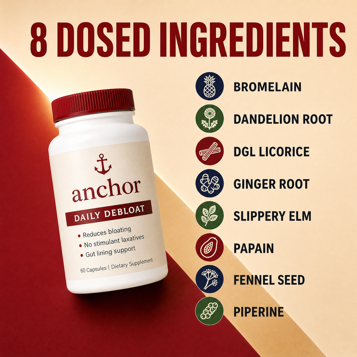 Anchor Daily Debloat 8 dosed ingredients breakdown