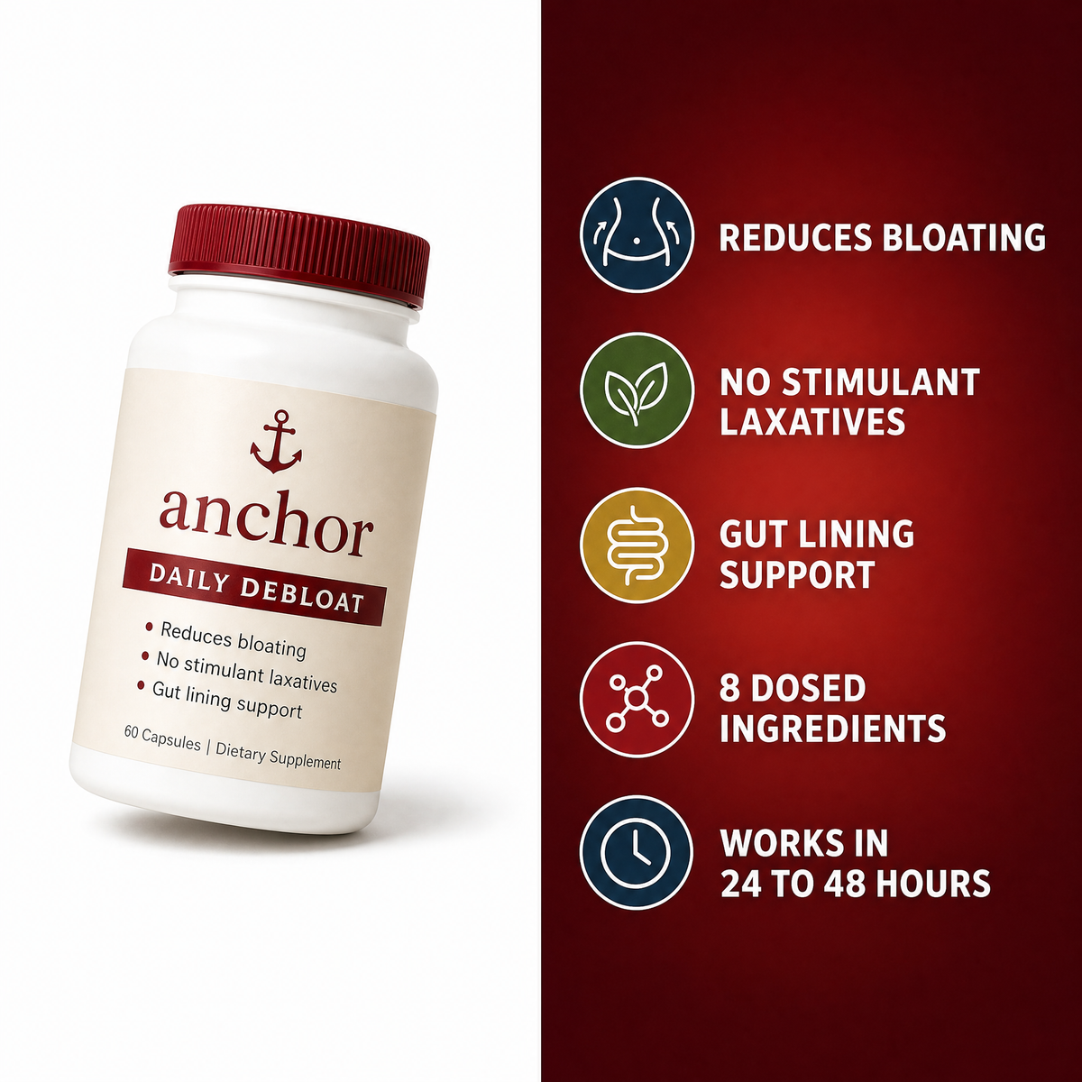 Anchor Daily Debloat key benefits infographic